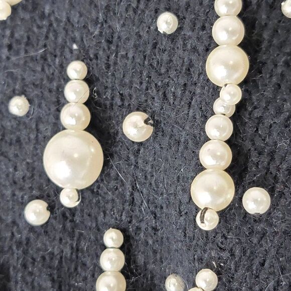 Vintage Allison Blair Pearl Sweater Womens L Silk Angora Lambswool Blend Black - Picture 6 of 9